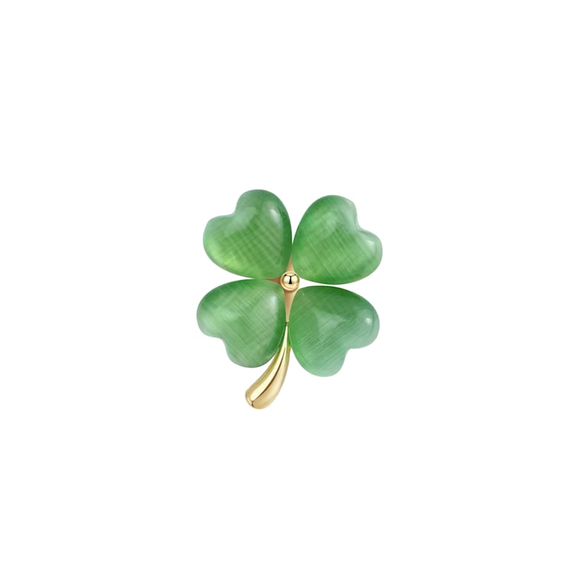 Thumbnail of Miniature Green Enamelled Four Leaf Clover Pin image