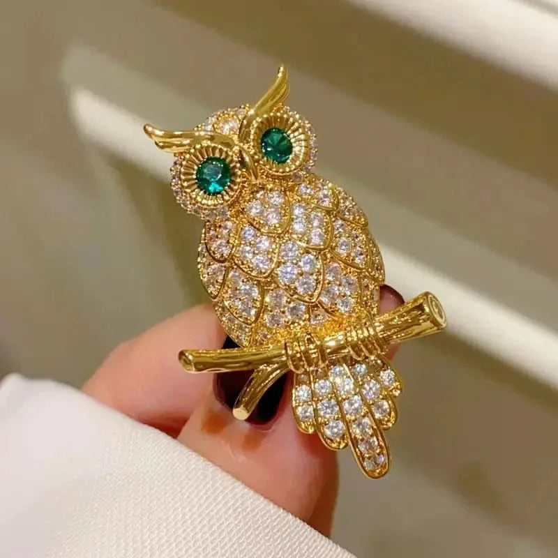 🦉 Green-Eyed Owl Brooch | Angel Barocco | Wolf & Badger