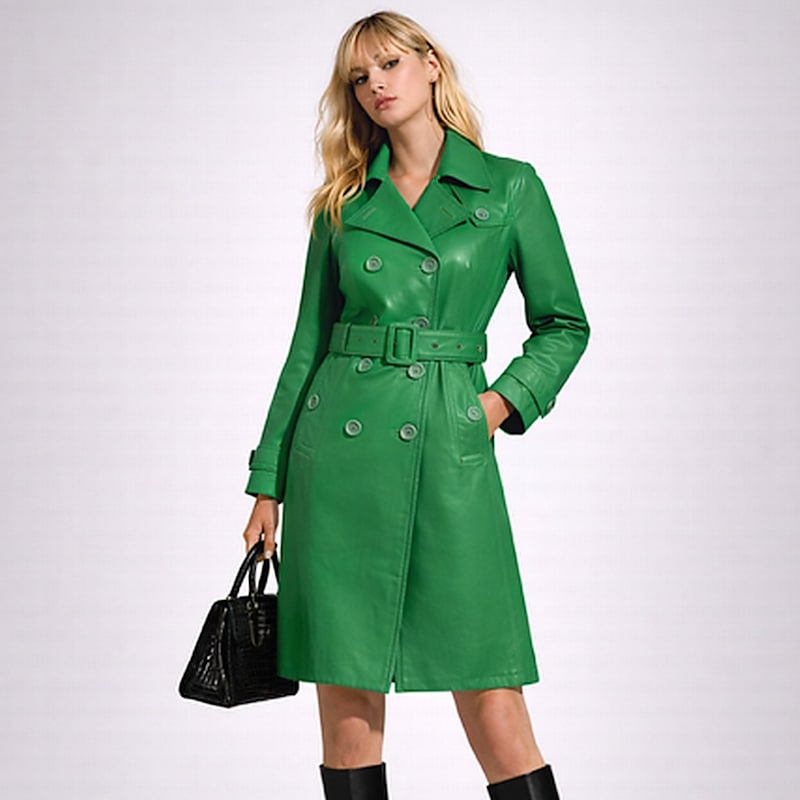 Thumbnail of Green Ghost Leather Trench Coat image