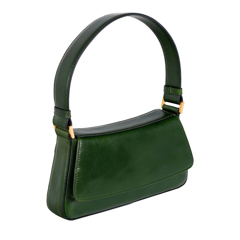 Thumbnail of Green Leather Baguette Handbag For Women - Bright Lights, Big City image