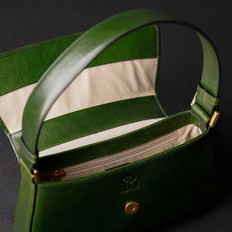 Thumbnail of Green Leather Baguette Handbag For Women - Bright Lights, Big City image