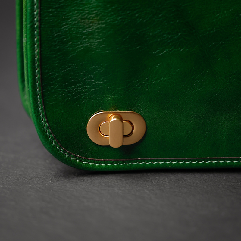 Thumbnail of Leather Briefcase Laptop Bag - Illusions - Green image