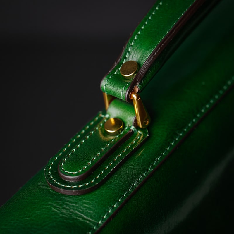 Thumbnail of Leather Briefcase Laptop Bag - Illusions - Green image