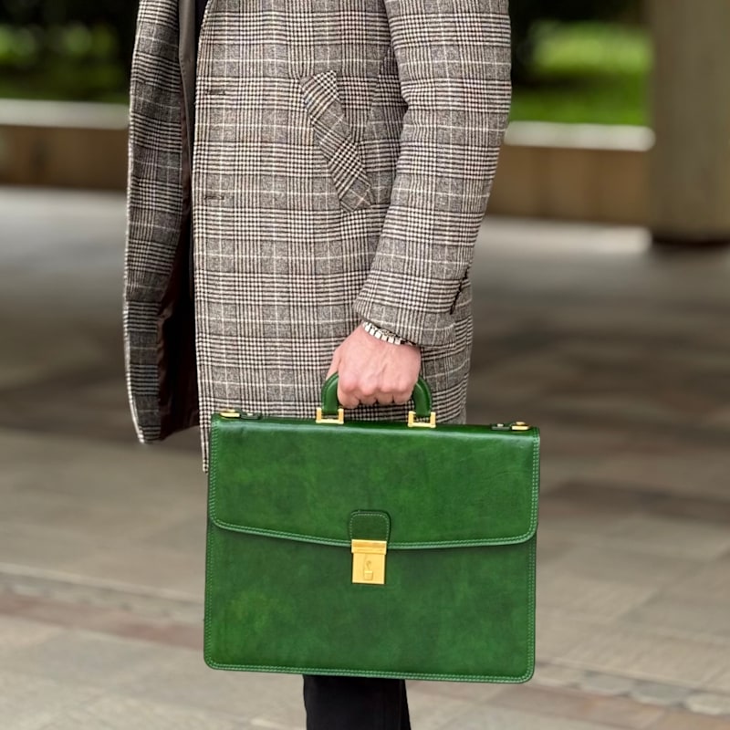 Thumbnail of Leather Briefcase - The Sound Of The Mountain - Green image