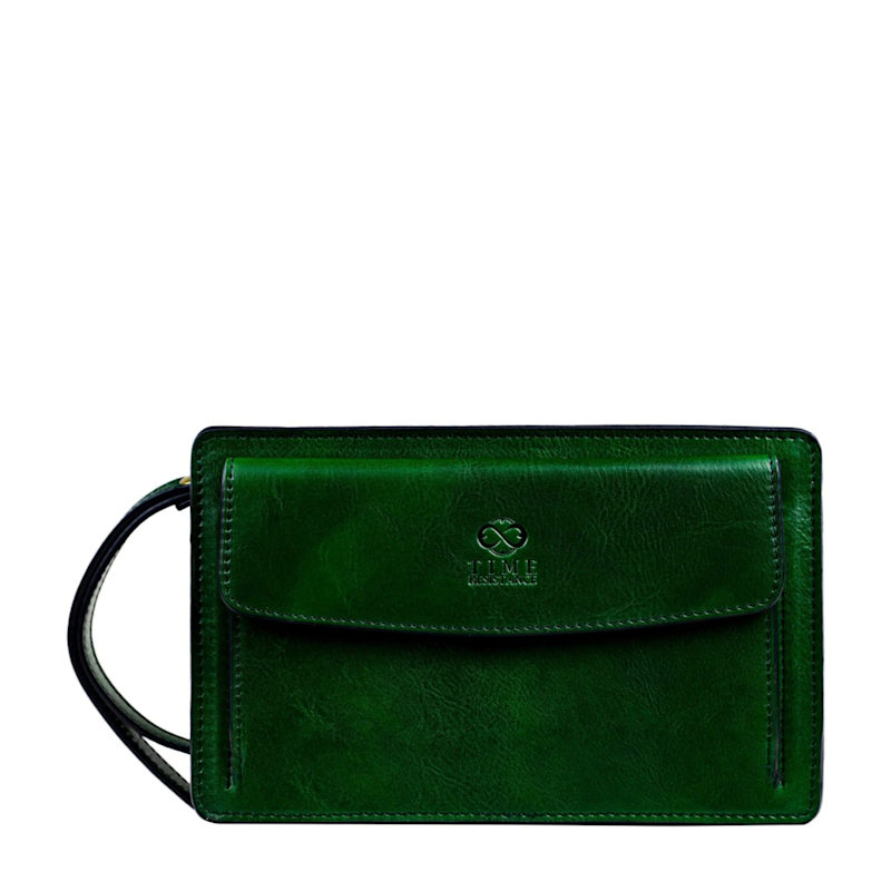 Thumbnail of Green Leather Clutch Purse - Decameron image
