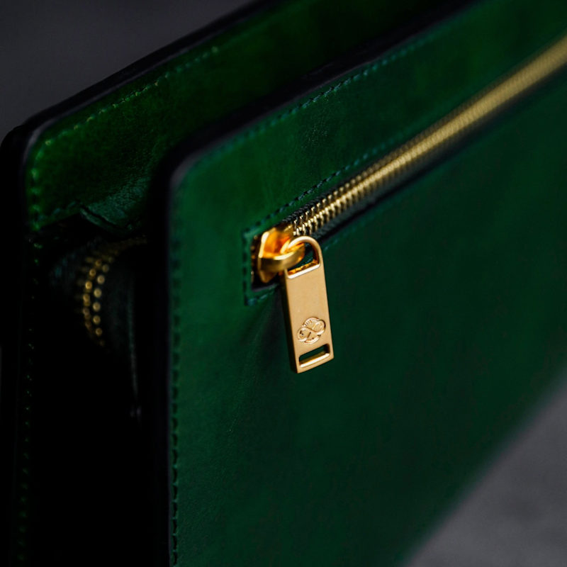 Thumbnail of Green Leather Clutch Purse - Decameron image