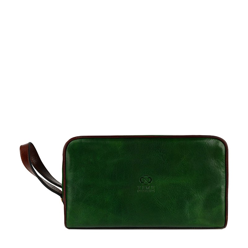 Thumbnail of Womens Leather Cosmetic Bag Dopp Kit In Green - All The Kings Men image