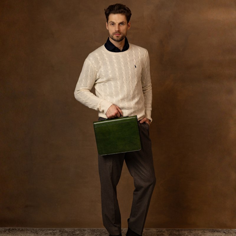 Thumbnail of Green Leather Portfolio With Binder - Joy In The Morning image