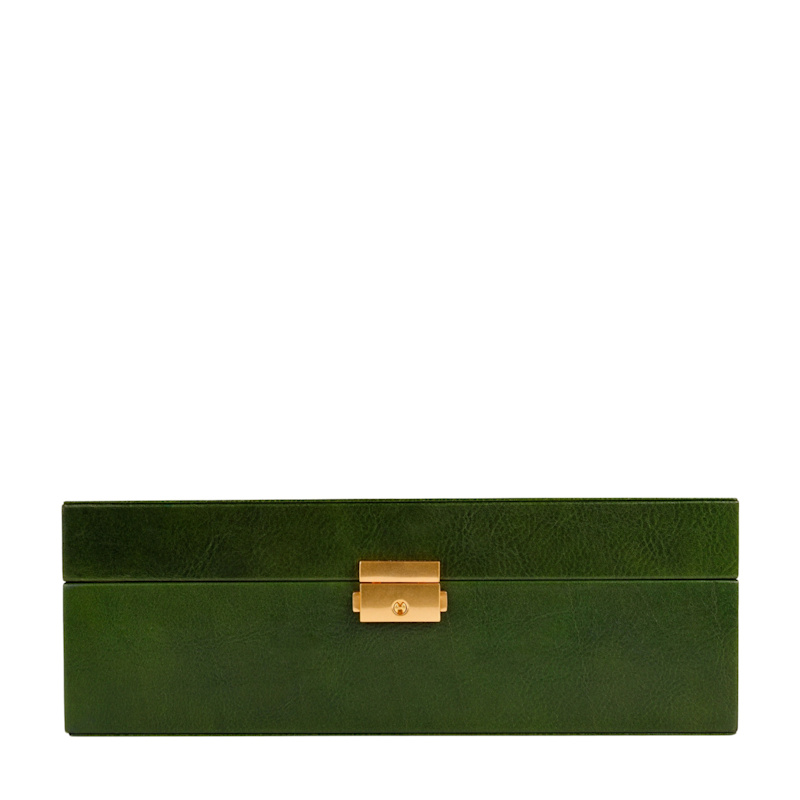 Green Leather Watch Box Organizer - Silence by Time Resistance