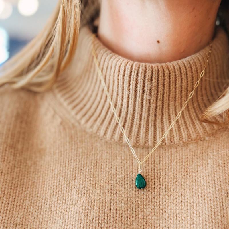 Thumbnail of Green Malachite Drop Necklace image