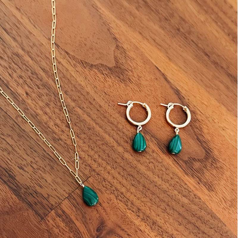 Thumbnail of Green Malachite Drop Necklace image