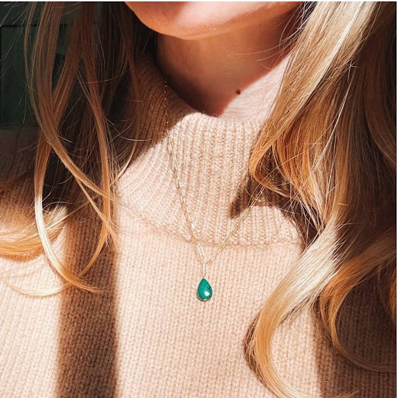 Thumbnail of Green Malachite Drop Necklace image
