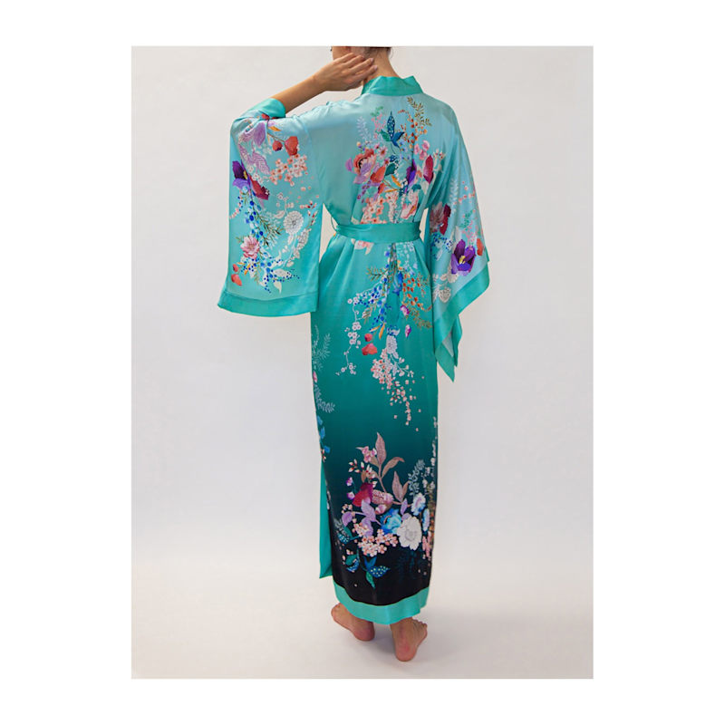 kristen green dress vanderpump rules episode Sea Green Silk Satin Kimono Short Robe  Maarss Online