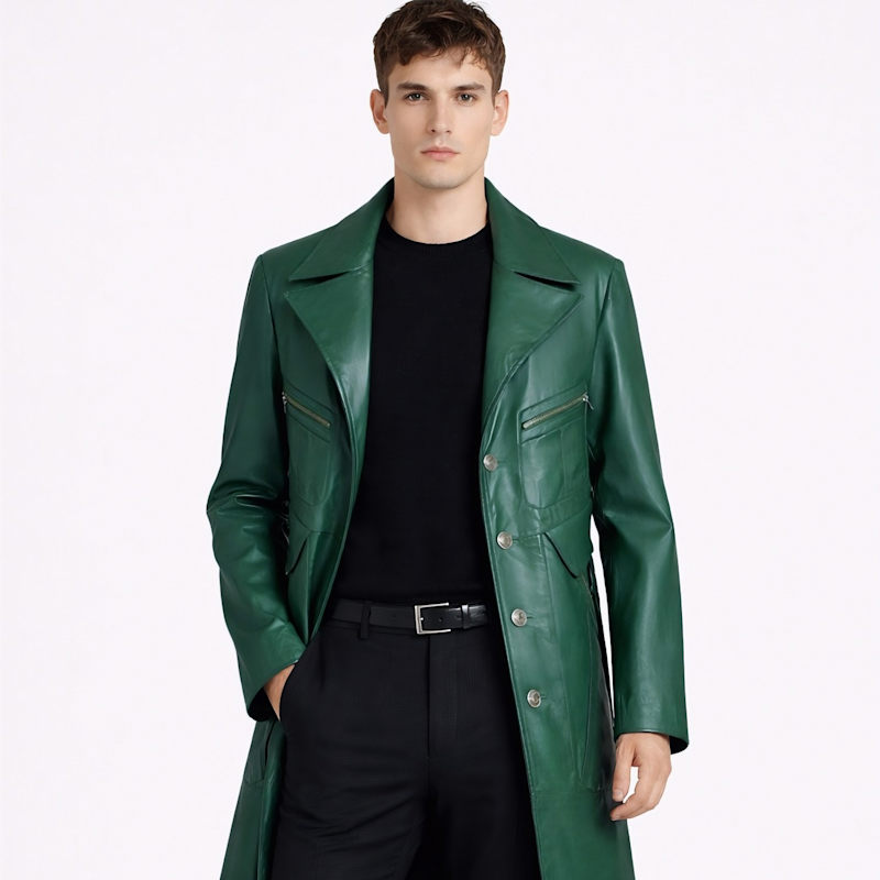 Thumbnail of Green Planet Long Leather Jacket image
