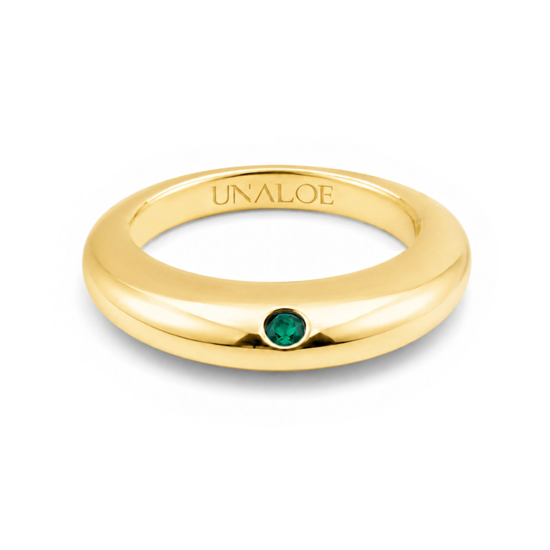 Green Quartz Women's Band Ring – Gold-Plated Sterling Silver | UNALOE ...