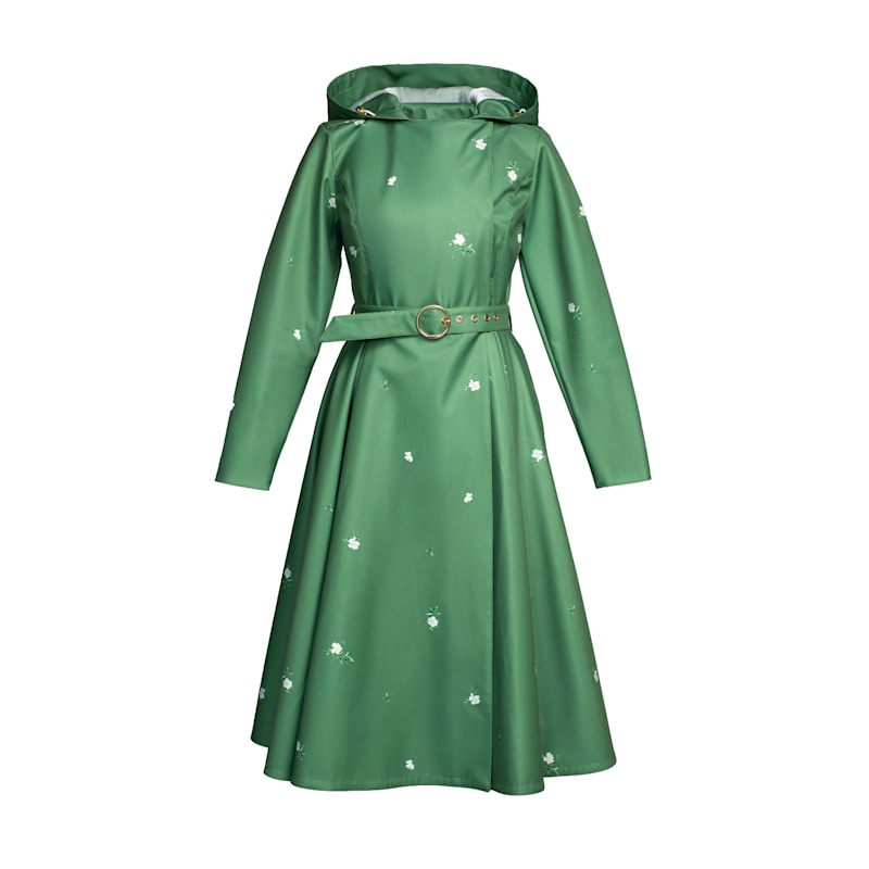 Green Trench Coat: Primrose In Bloom RainSisters Wolf Badger