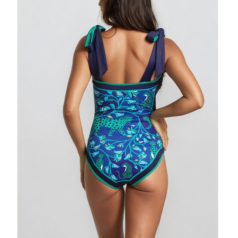 Green Wonderland Reversible One-Piece Swimsuit | Jessie Zhao New