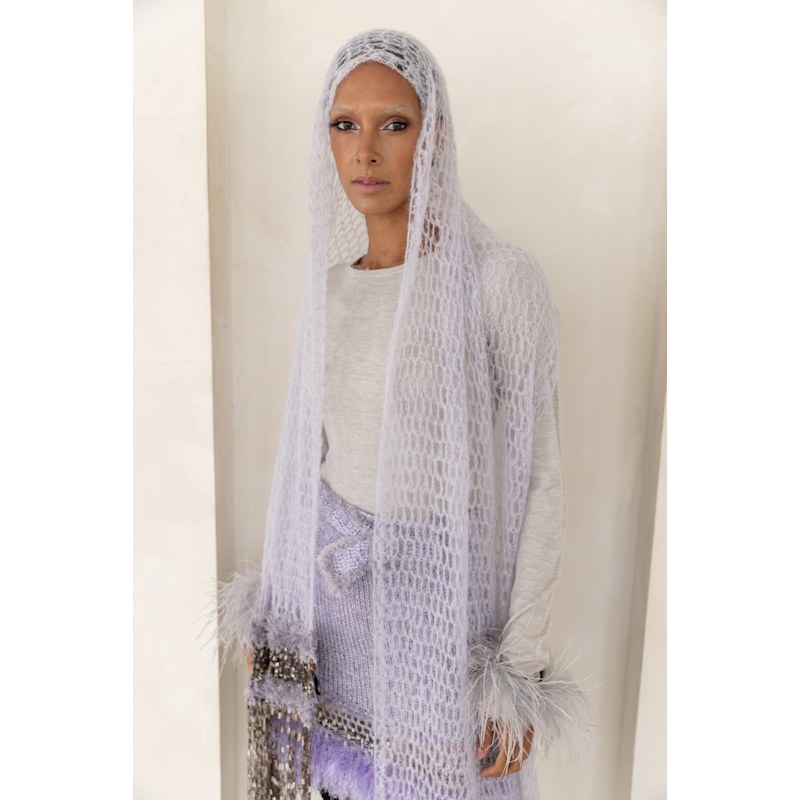 Thumbnail of Lavender Handmade Knit Midi Skirt image