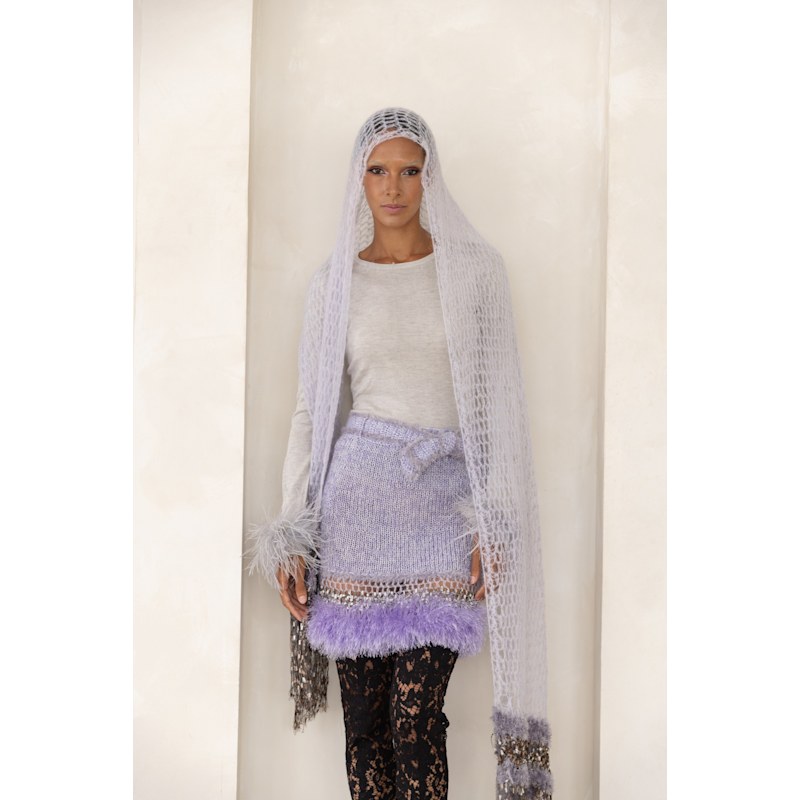 Thumbnail of Lavender Handmade Knit Midi Skirt image