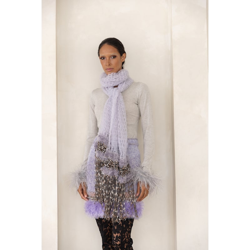 Thumbnail of Lavender Handmade Knit Midi Skirt image