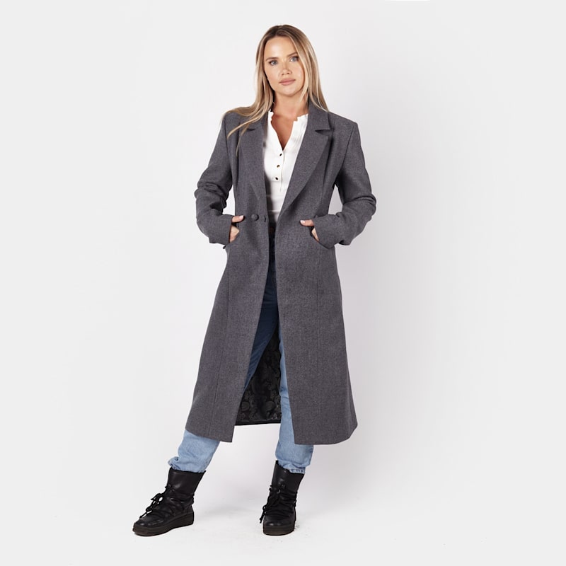 Grey Classic Wool Coat | MANDRAGORA | Wolf & Badger