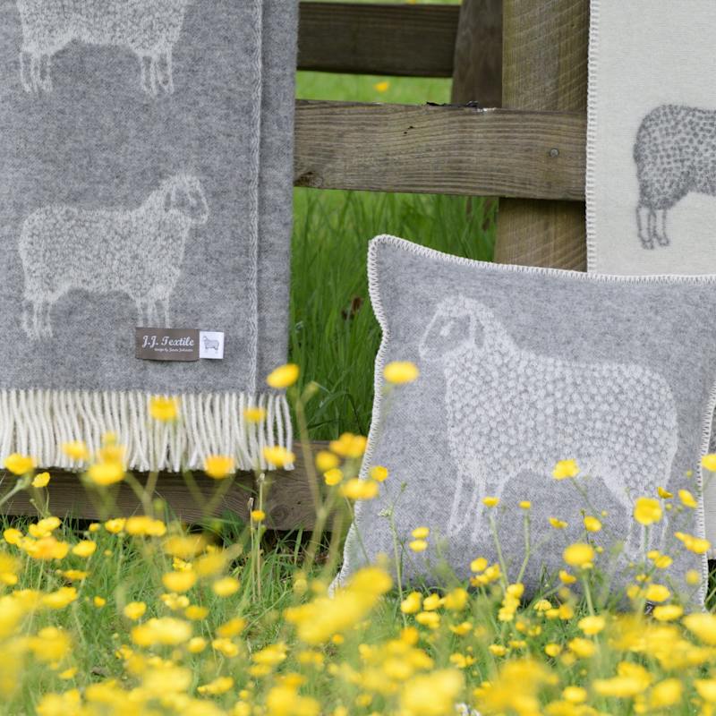 Thumbnail of Grey Dot Sheep Wool Cushion image