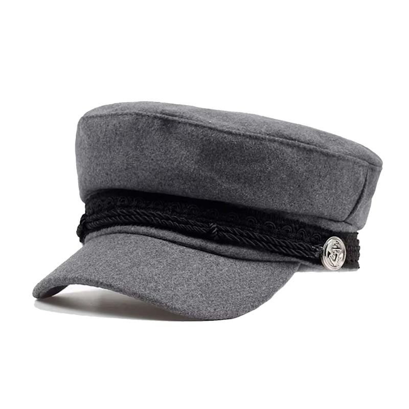 Thumbnail of Grey Embroidered Trim Baker Boy Hat image