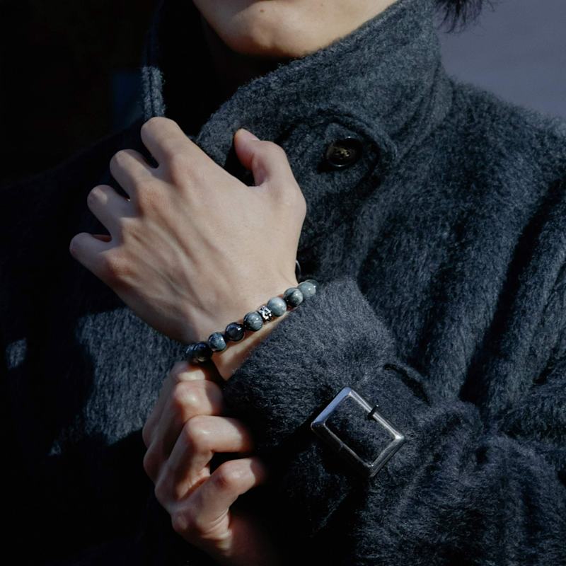 Thumbnail of Grey Hawk Eye Macrame Bracelet image