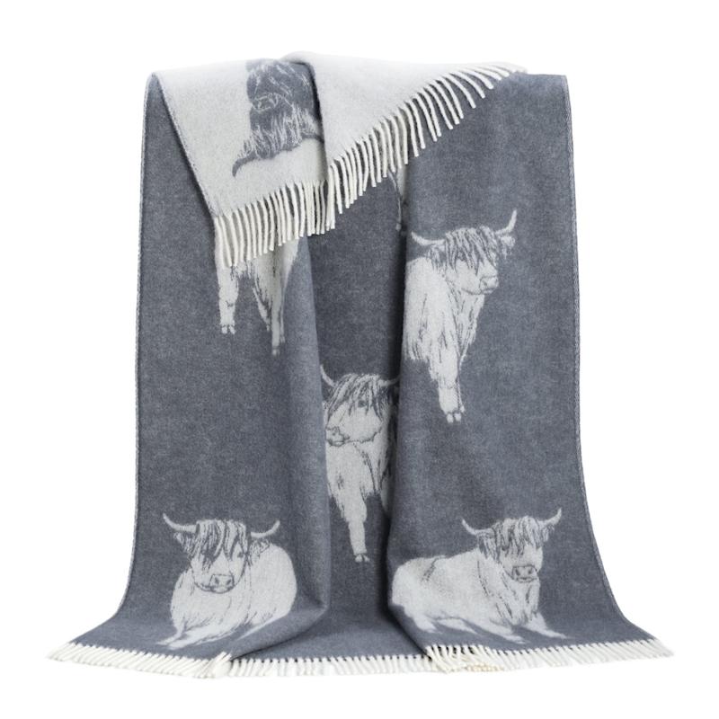 Thumbnail of Grey Highland Cow Wool Throw image