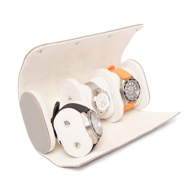 Thumbnail of Grey Leather Watch Roll | Luxury Travel Watch Storage Case image