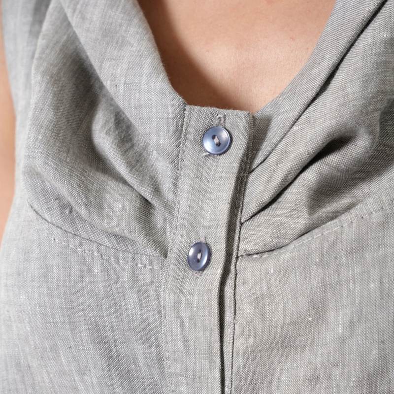 Thumbnail of Grey Linen Dress With Asymmetric Hem image