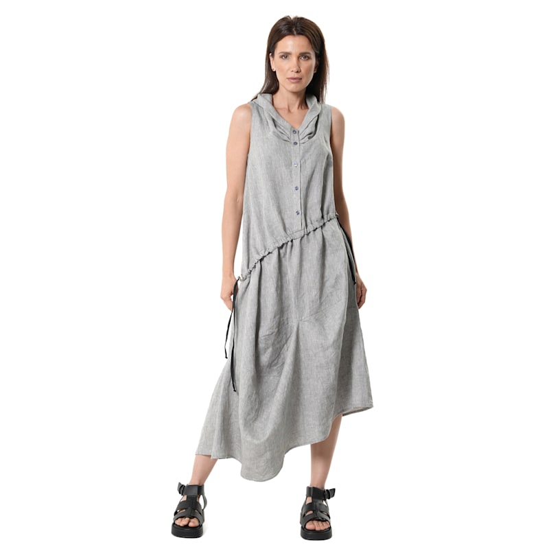 Thumbnail of Grey Linen Dress With Asymmetric Hem image
