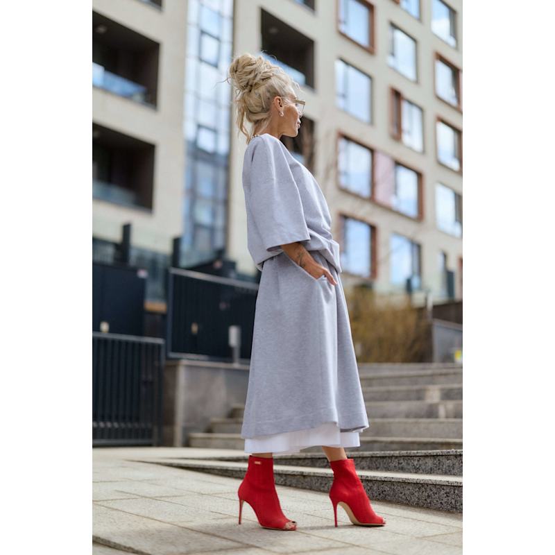 Thumbnail of Grey Pleated Midi Skirt image