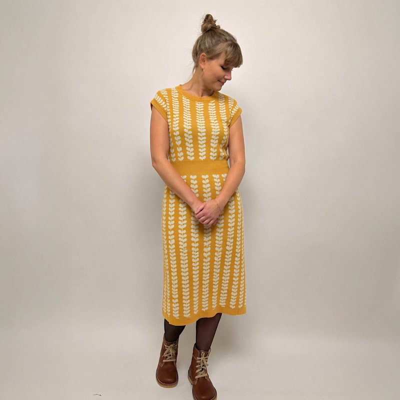 Thumbnail of Grobund Alma Dress - Golden With Leaves image