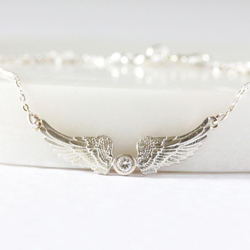 Thumbnail of Guardian Angel Diamond Necklace – Silver image