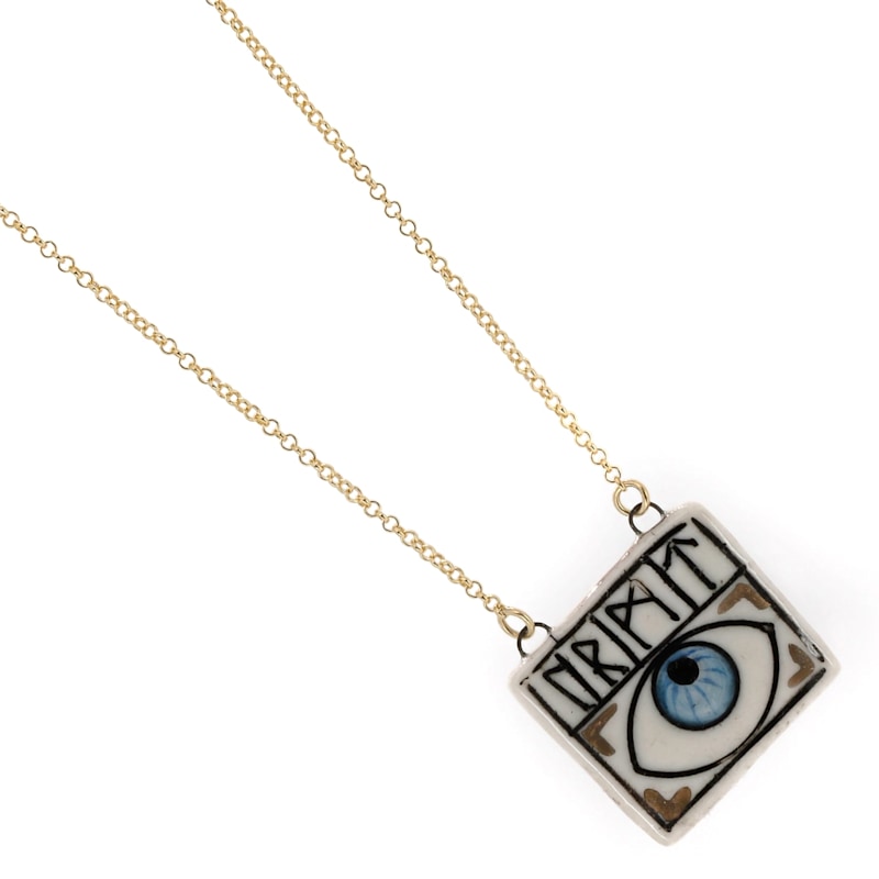 Thumbnail of Magical Rune Symbol & Evil Eye Pendant Life Journey Necklace - White - image
