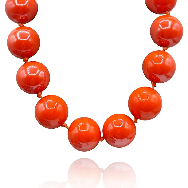 Thumbnail of Lucy Gumball Orange Coated Resin Knotted Necklace image