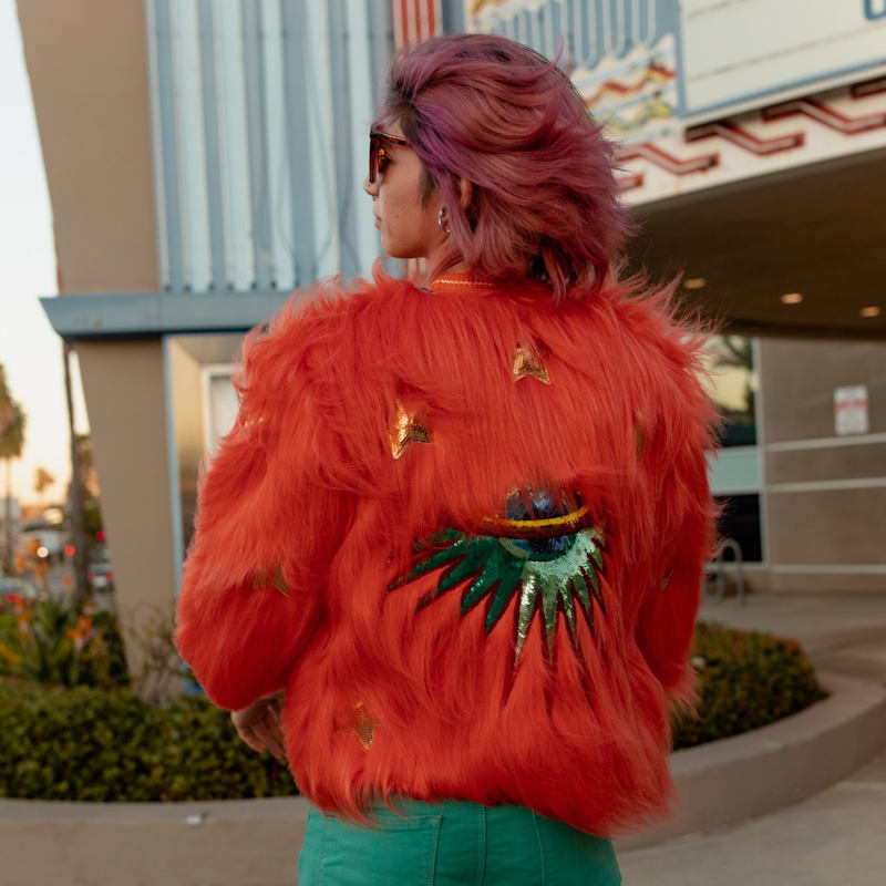 ジャケット・アウター heaven and earth grange fur jacket Planet Queen Orange Faux Fur Jacket | Jennafer Grace | Wolf & Badger
