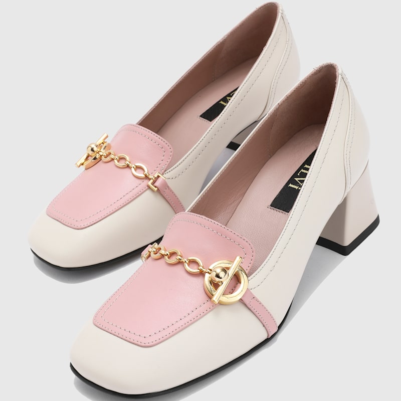 Thumbnail of Guus Beige Leather Women's Pump image