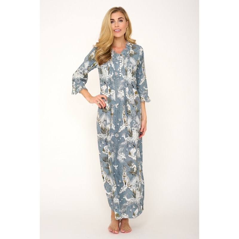 Thumbnail of Cotton Annabel Maxi Dress In Grey Tropical image