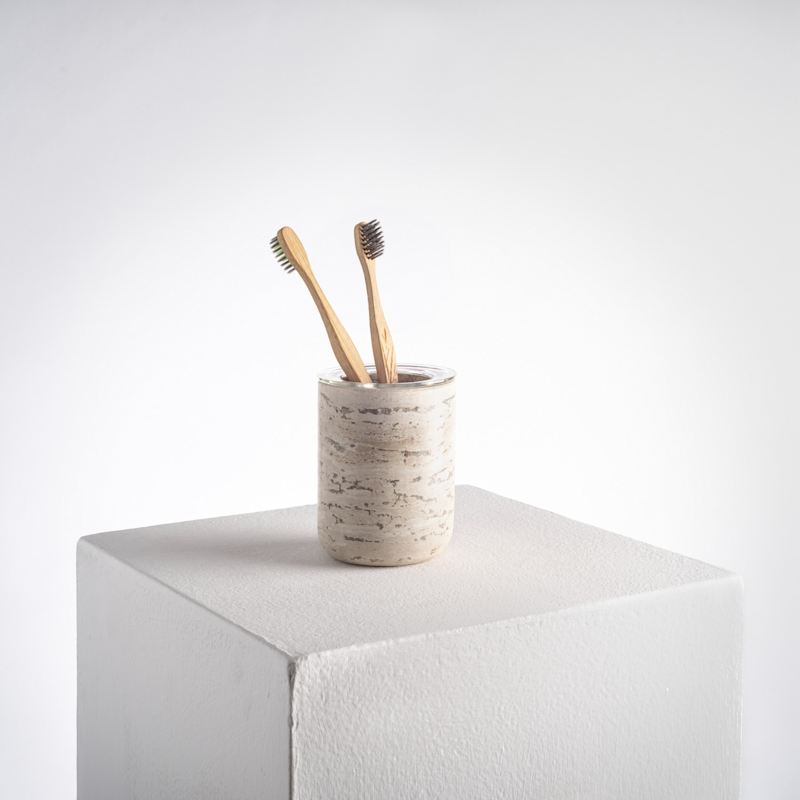 Thumbnail of Toothbrush Holder Less Is More - Travertine Marble image