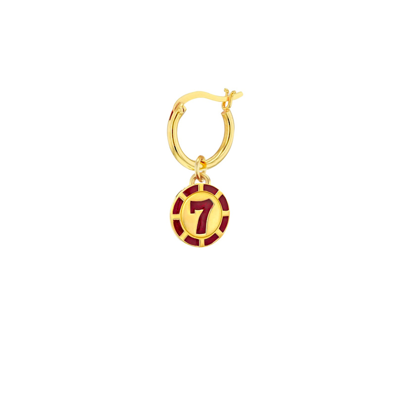 Thumbnail of Mini Vegas No.7 Poker Chip Pendant 18kt Gold-Plated & Red Enamel image