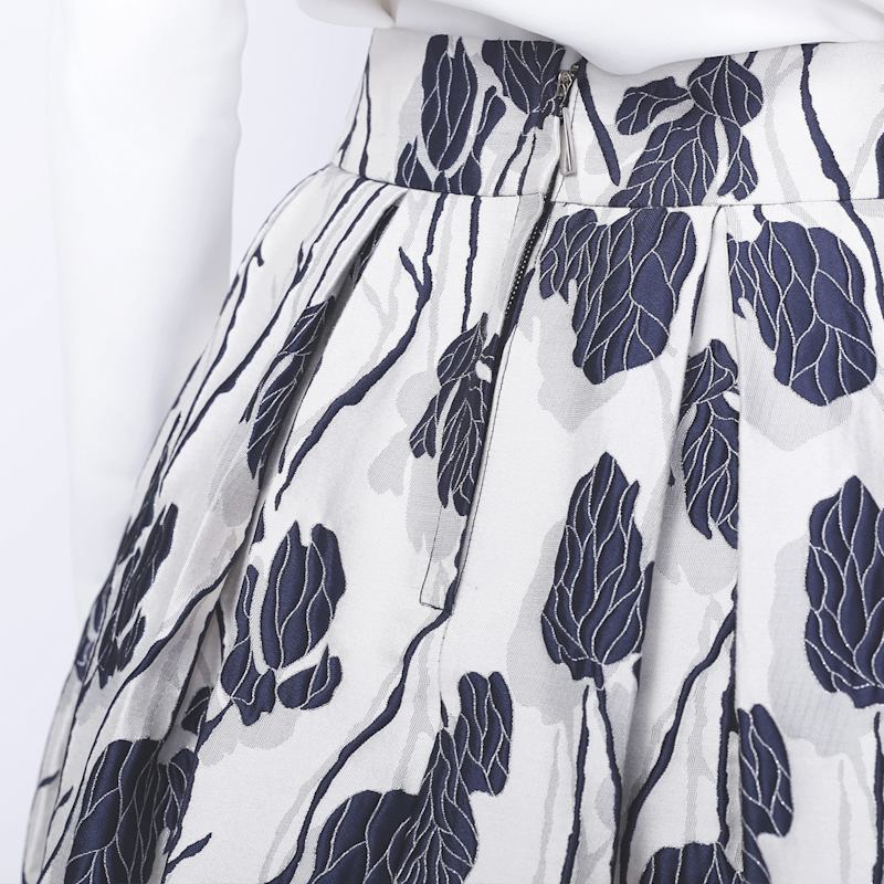 Thumbnail of Flower Jacquard Puffy Midi Skirt image