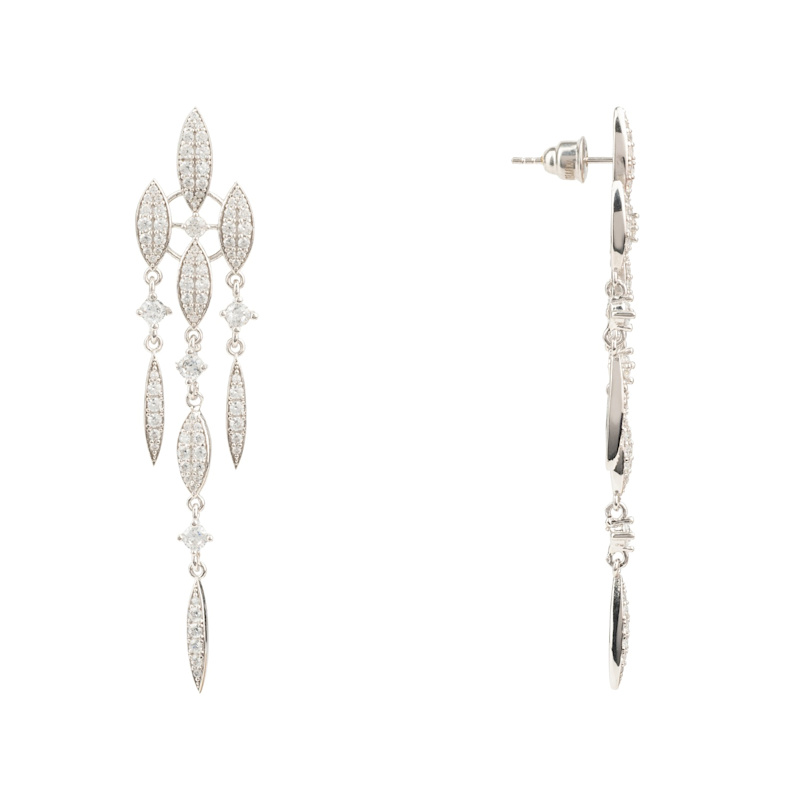 Thumbnail of Valencia Statement Drop Earring White Cz Silver image