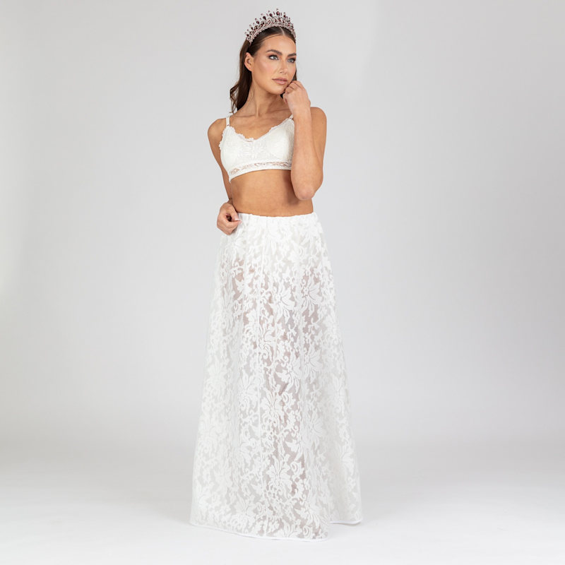 スカート fetico LACE-PANELED MAXI SKIRT WHITE レディース】LACE-PANELED MAXI SKIRT | FETICO(フェティコ