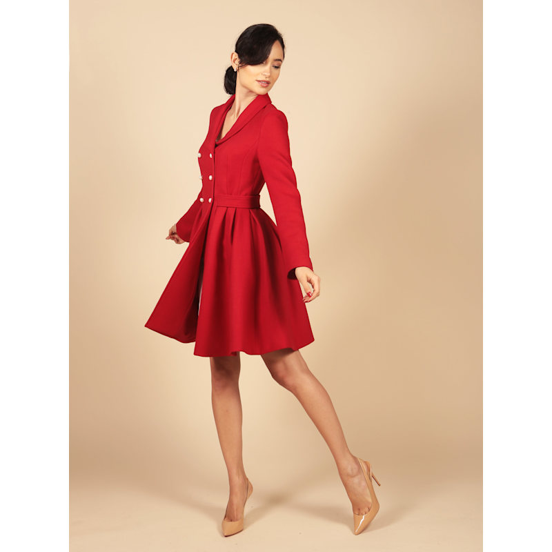 Thumbnail of Kennedy 100% Wool Dress Coat In Rosso image