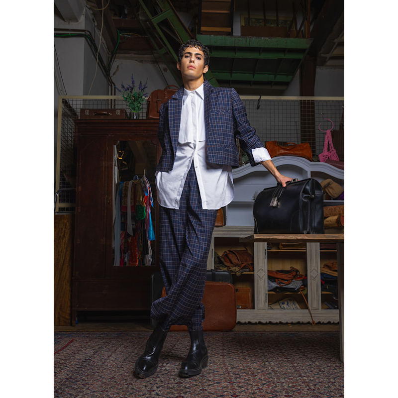 Thumbnail of Hager - Navy Blue Crop Blazer image