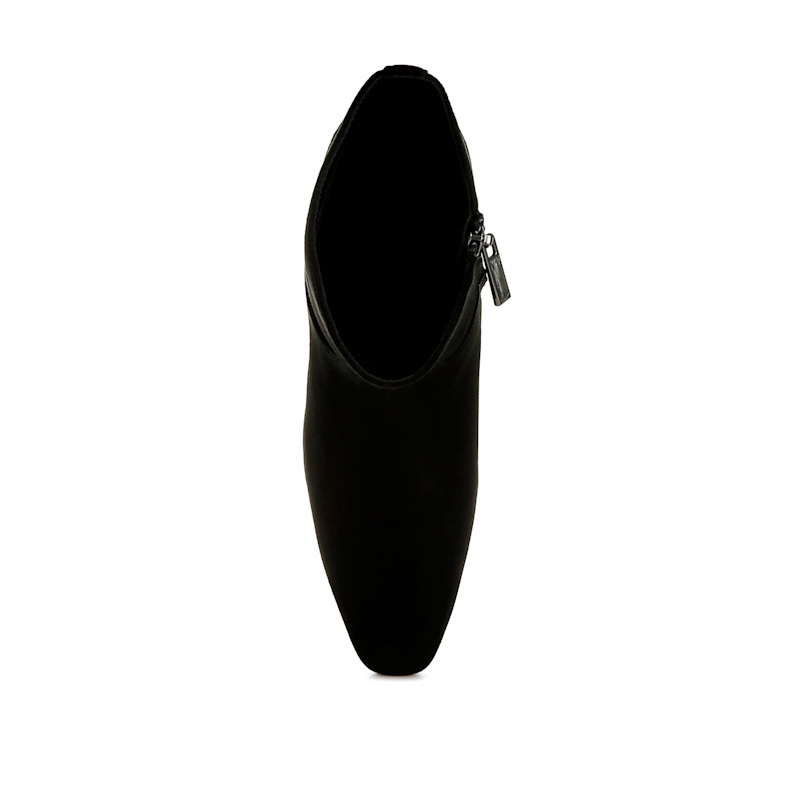 Thumbnail of Hakra Flared Heel Suede Boots In Black By Rag & Co image