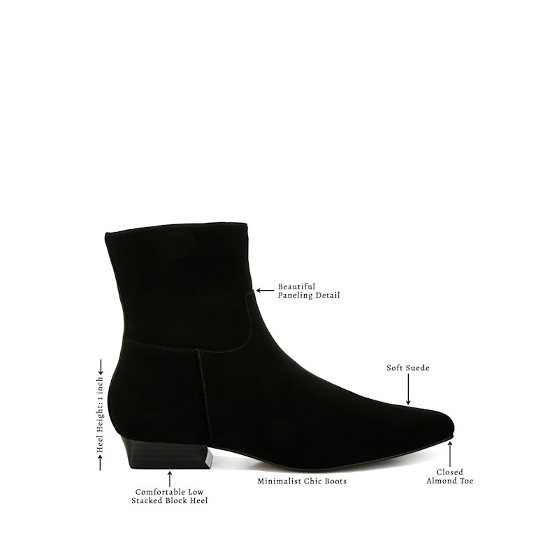 Thumbnail of Hakra Flared Heel Suede Boots In Black By Rag & Co image