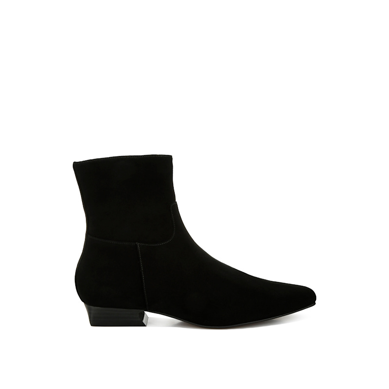 Thumbnail of Hakra Flared Heel Suede Boots In Black By Rag & Co image